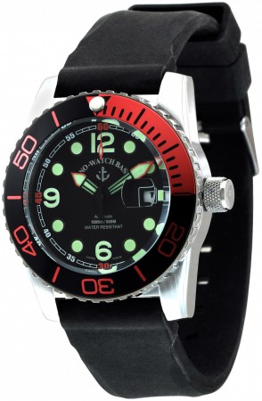 Zeno-Watch Basel Airplane diver 45 mm Automatic Points, black/red 6349-3-a1-5