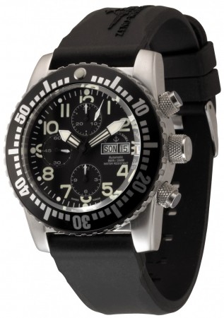 Zeno-Watch Basel Airplane diver 45 mm Automatic Chronograph Numbers, black 6349TVDD-12-a1