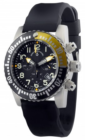 Zeno-Watch Basel Airplane diver 45 mm Quartz Chronograph Numbers, black/yellow 6349Q-Chrono-a1-9