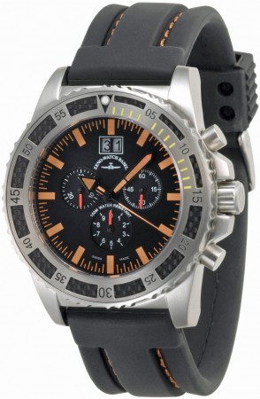 Zeno-Watch Basel Professional diver Automatic Chrono Big Date black+orange 46 mm 6478-5040Q-a15-9