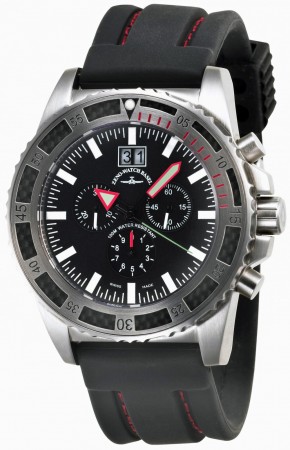 Zeno-Watch Basel Professional diver Automatic Chrono Big Date black+red 46 mm 6478-5040Q-a1-7